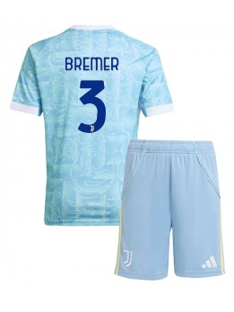 Billige Juventus Gleison Bremer #3 Bortedraktsett Barn 2025-26 Kortermet (+ Korte bukser)